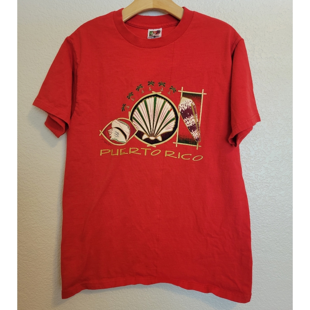 Vnt Red Puerto Rico Graphic T-Shirt Fruit Of The Bloom Size M